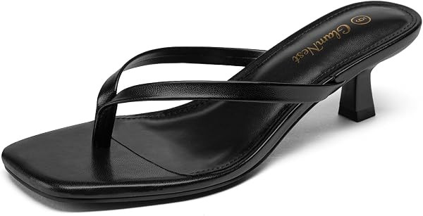 Women's Kitten Heel Sandals Dressy Square Toe Flip Flop Heels | Amazon (US)