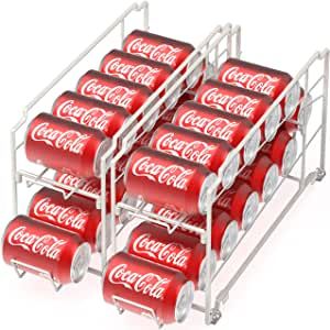 2 Pack - Simple Houseware Stackable Beverage Soda Can Dispenser Organizer Rack, White | Amazon (US)