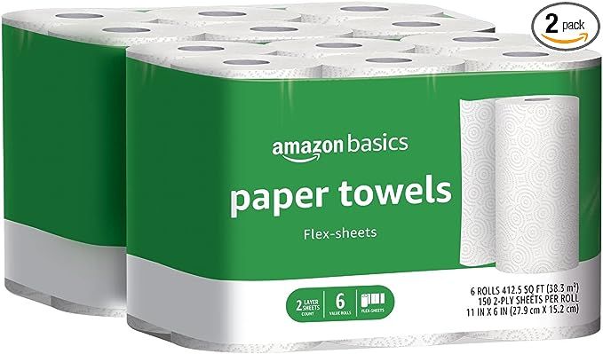 Amazon Basics 2 Ply Paper Towel - Flex-Sheets - 12 Value Rolls (Previously Solimo) | Amazon (US)