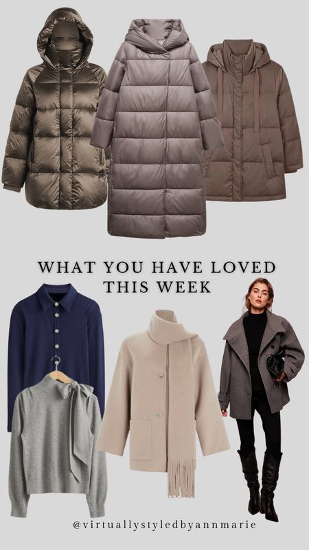 Weekly loves 🫶🏻

Taupe puffer coats, varley, bow jumpers, scarf coats, grey wool jacket 

#LTKeurope #LTKSeasonal