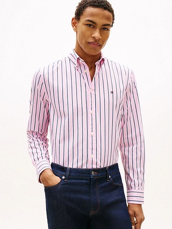 TH Flex Regular Fit Stripe Poplin Shirt | Tommy Hilfiger UK