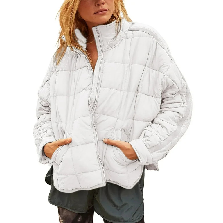 PUWEI Women's Oversized Lightweight Puffer Jacket Coat Warm Full Zip Long Sleeve Down Coat | Walmart (US)