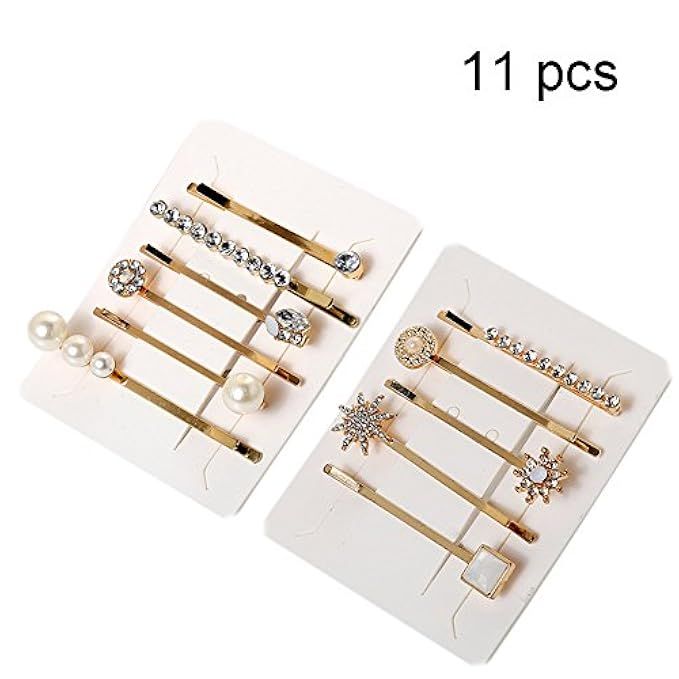 Bridal Bobby Pins Blonde Metal Rhinestone Crystal Pearl Bobby Grips Pin Hair Clips for Hairstyling S | Amazon (US)