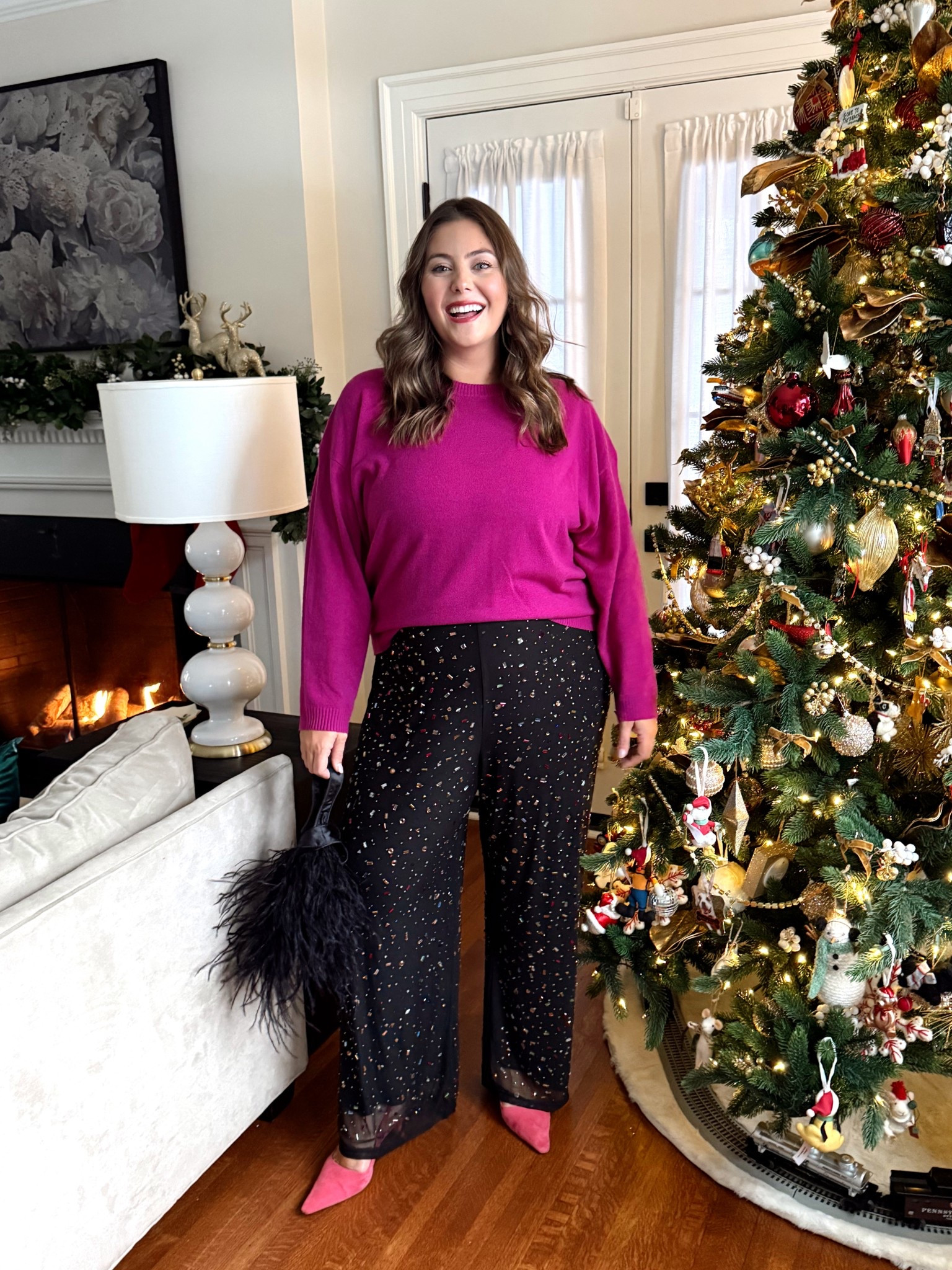 Wearing size XXL in sweater, 2X in pants (sized up for the bump!). Sharing similar handbags. 

#LTKSeasonal #LTKPlusSize #LTKHoliday