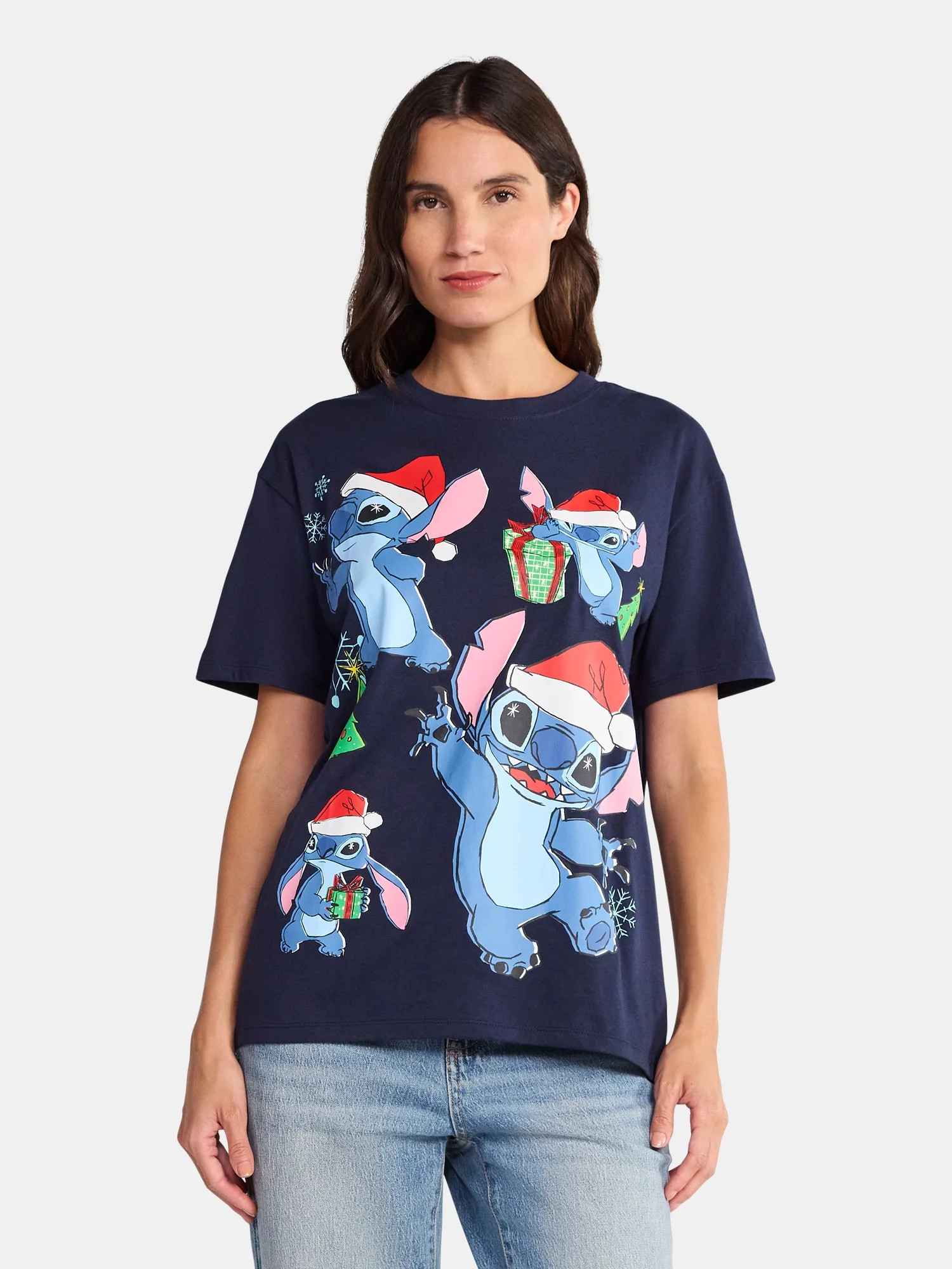 Disney Stitch Women's Christmas Graphic Tee, Sizes XXS-XXL | Walmart (US)