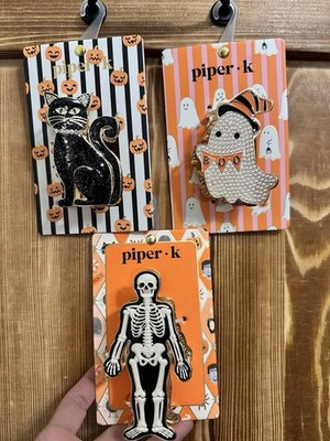Piper K Halloween Hair Clip Lot of 3 Black Cat Ghost Skeleton | eBay US