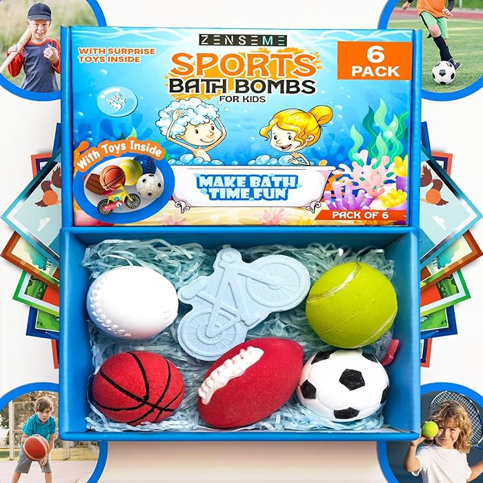 Bath Bombs for Boys W/Educational Flash Cards - Bathbombs with Toys Inside - 2.5 oz Gift Set of 6... | Amazon (US)