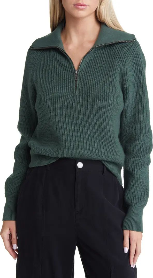 Open Edit Half Zip Cotton Blend Rib Sweater | Nordstrom | Nordstrom