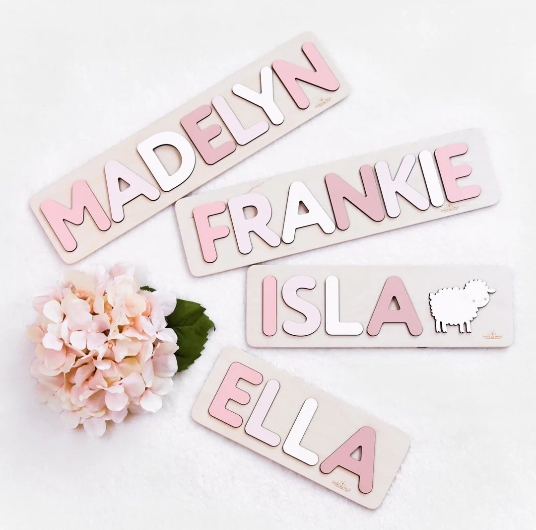 Personalized Wooden Name Puzzle 1st Birthday Baby Girl Baby - Etsy | Etsy (US)