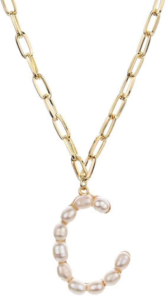 ZLYSF Initial Necklace for Women Girls Large Big Letter Necklace - Paperclip Chain Alphabet Penda... | Amazon (US)