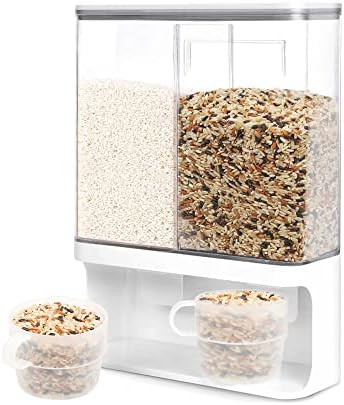 105Oz Rice Dispenser, Wall Mounted Dry Food Dispenser, Laundry Detergent Dispenser, 2-Grid Storage K | Amazon (US)