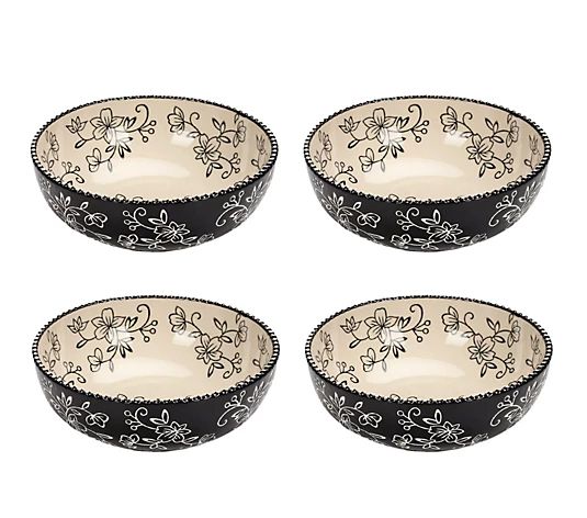 Temp-tations Floral Lace Set of (4) 18-oz Soup or Cereal Bowls | QVC