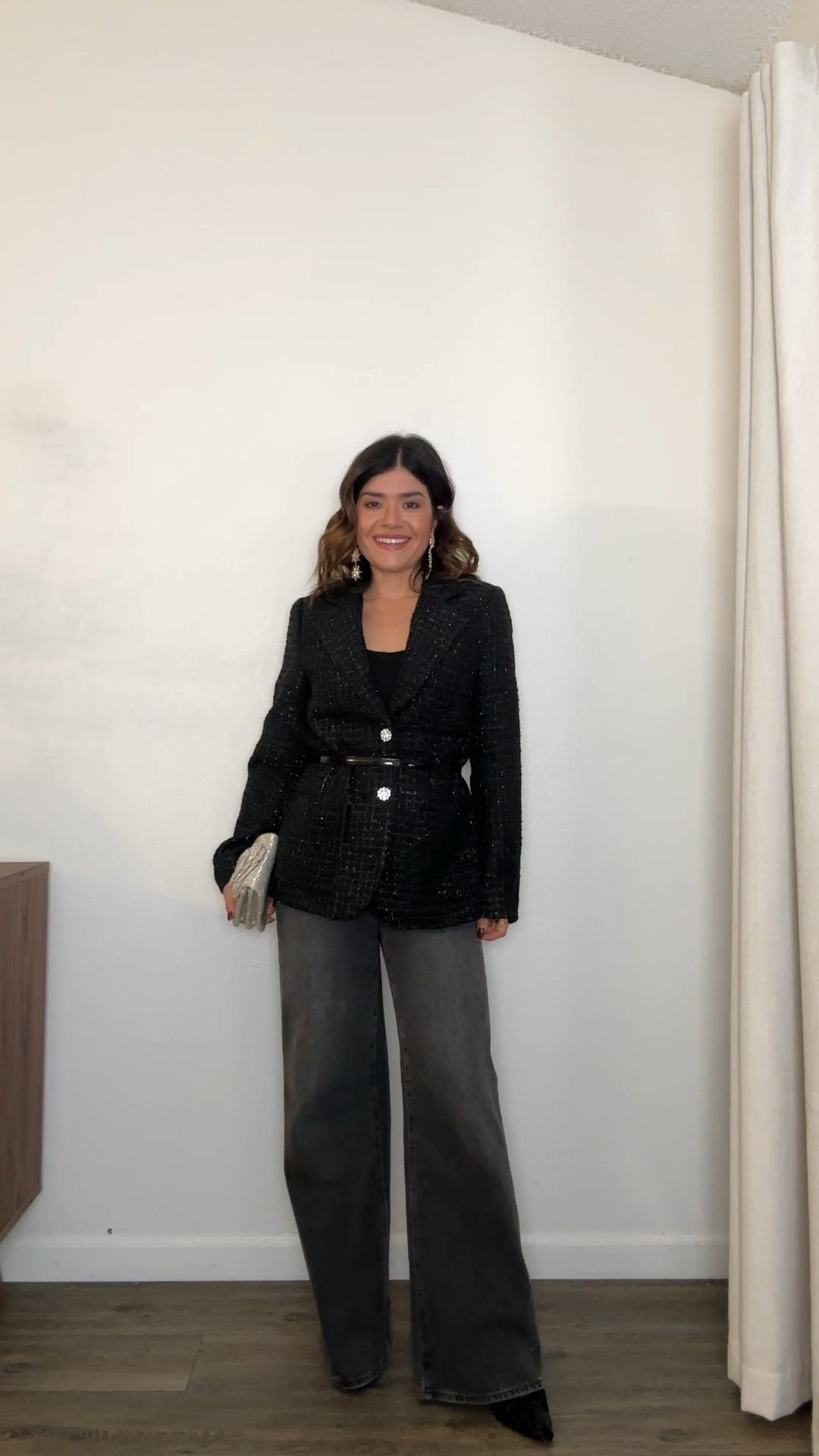 The prettiest black tweed jacket for the holidays! It has such a good fit and feels so luxe! Wearing size xs. 
My jeans run tts, I’m wearing size 24 regular. Use code “Madebetter” for 30% off. Sale ends tonight! 

#LTKSaleAlert #LTKHoliday #LTKCyberWeek