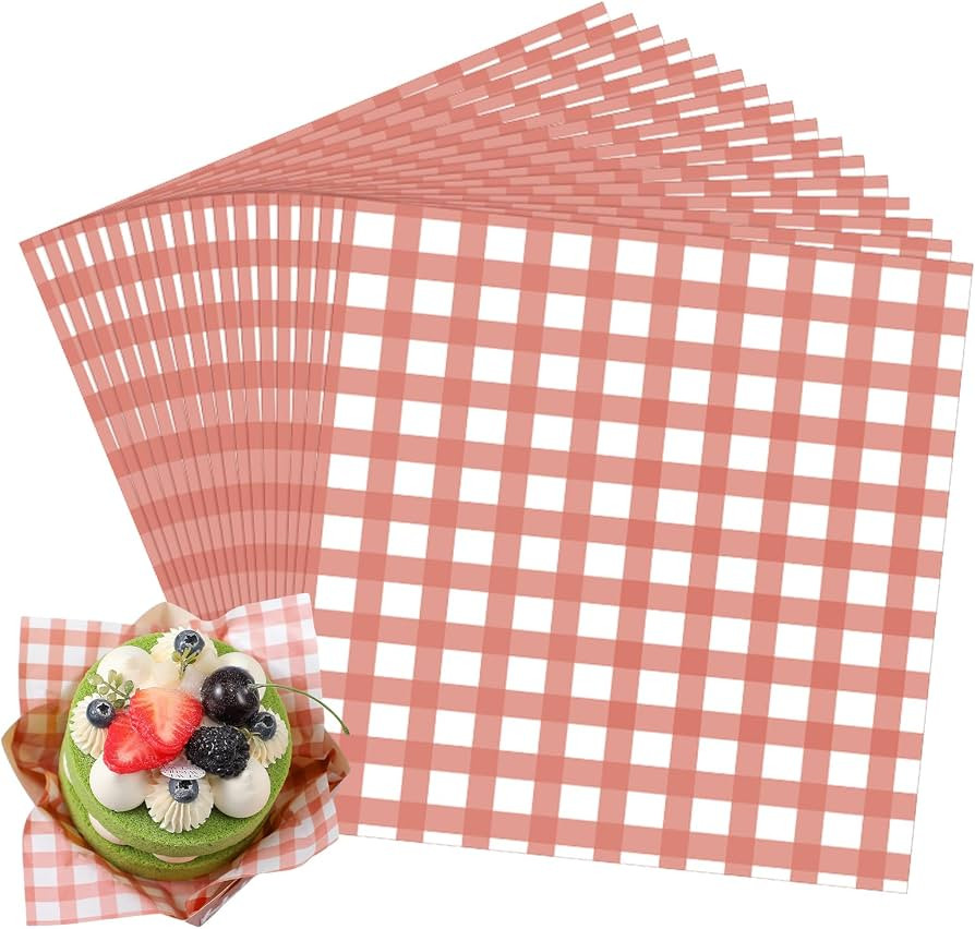 Honeydak 200 Pcs Checkered Wax Paper Sheets 7 x 7 Inch Checkered Deli Paper Sheets Food Basket Li... | Amazon (US)