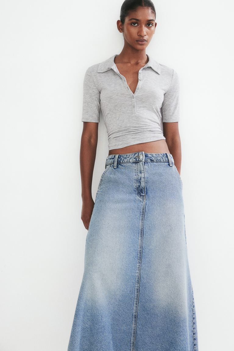 A-line Denim Skirt - Light denim blue - Ladies | H&M AU | H&M (KR)