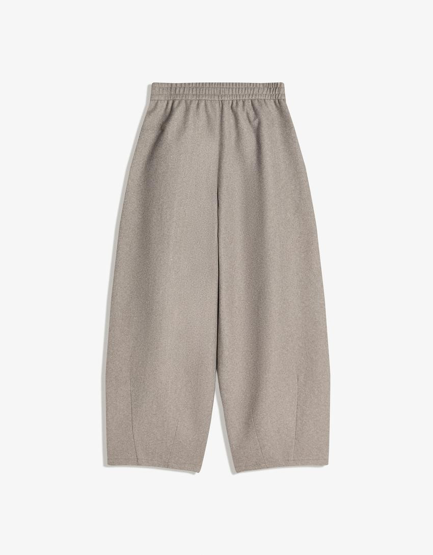 Wool-effect barrel-leg trousers - Tops and bodysuits - Women | Bershka GB