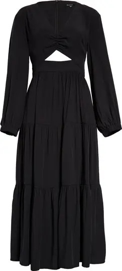 Madewell Lusterweave Cutout Long Sleeve Midi Dress | Nordstrom | Nordstrom