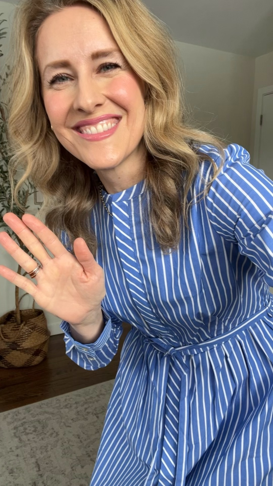 Walmart shirtdress I love! Cotton, functional buttons down the front, pockets, removable belt, elastic at the back waist for a flattering comfy fit. Great length. Choose from blue stripes or pink. I’m in my usual size small. #walmartfashion 

#LTKootd