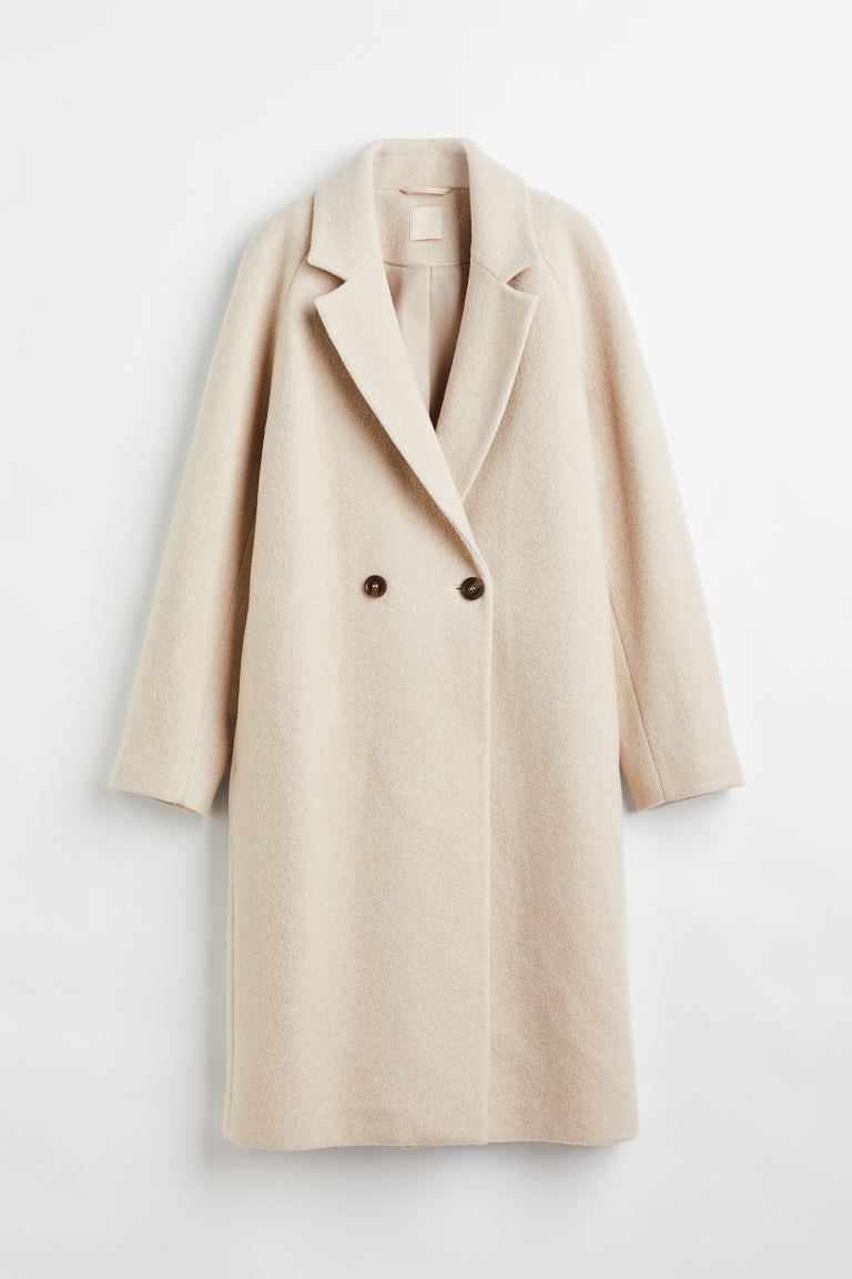 Double-breasted wool-blend coat - Light beige - Ladies | H&M GB | H&M (UK, MY, IN, SG, PH, TW, HK)