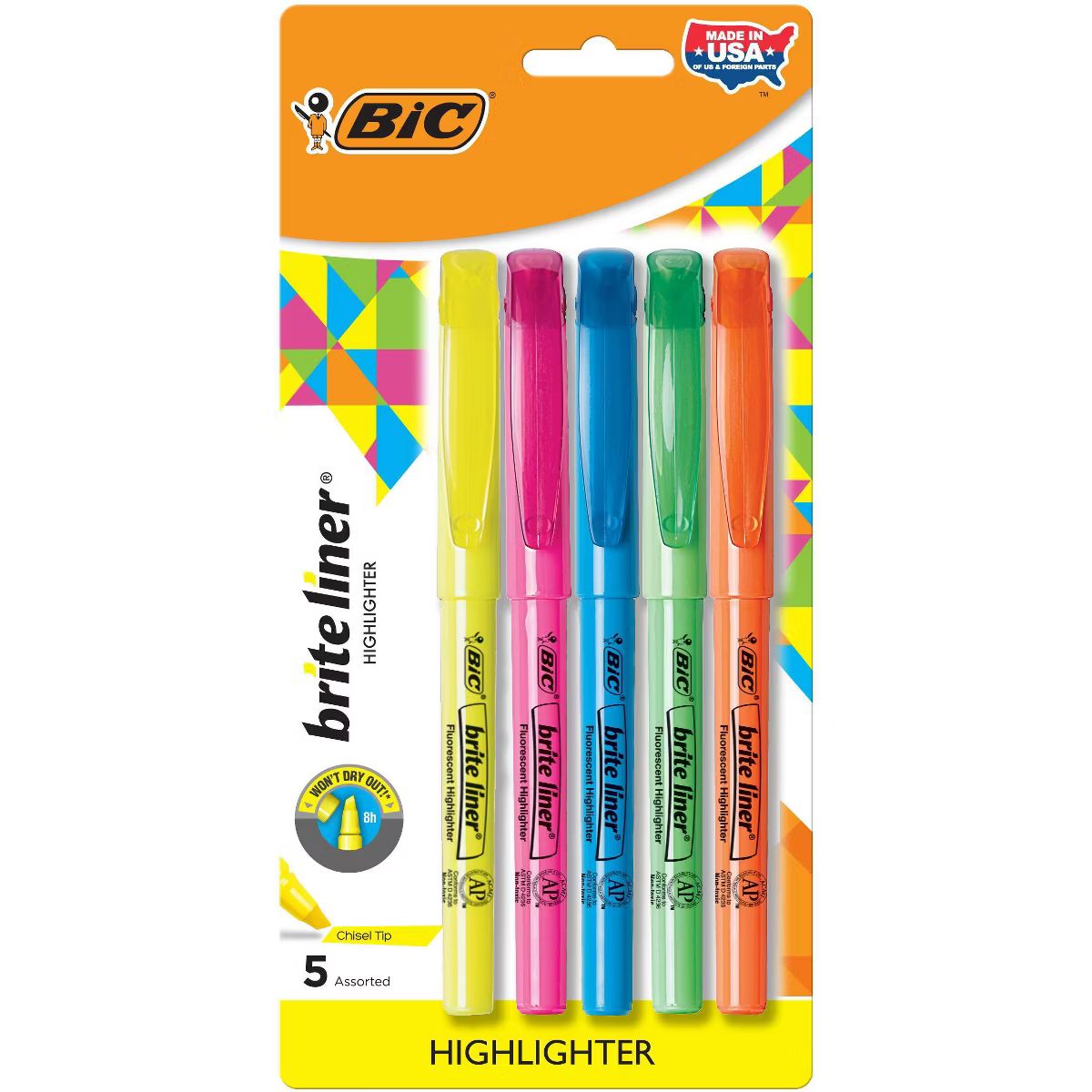 BiC 5pk Highlighter Brite Liner Assorted | Target