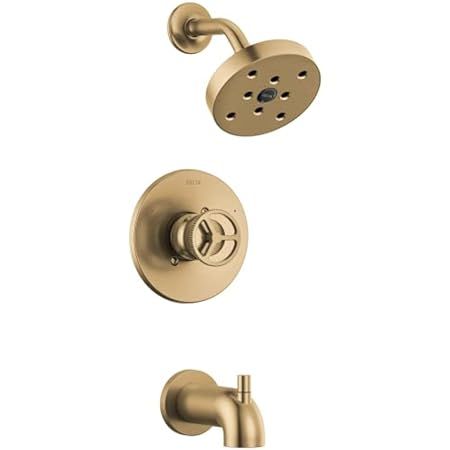 Delta Faucet Trinsic 14 Series Gold Shower Faucet with H2Okinetic Shower Head, Shower Faucet Set, Sh | Amazon (US)