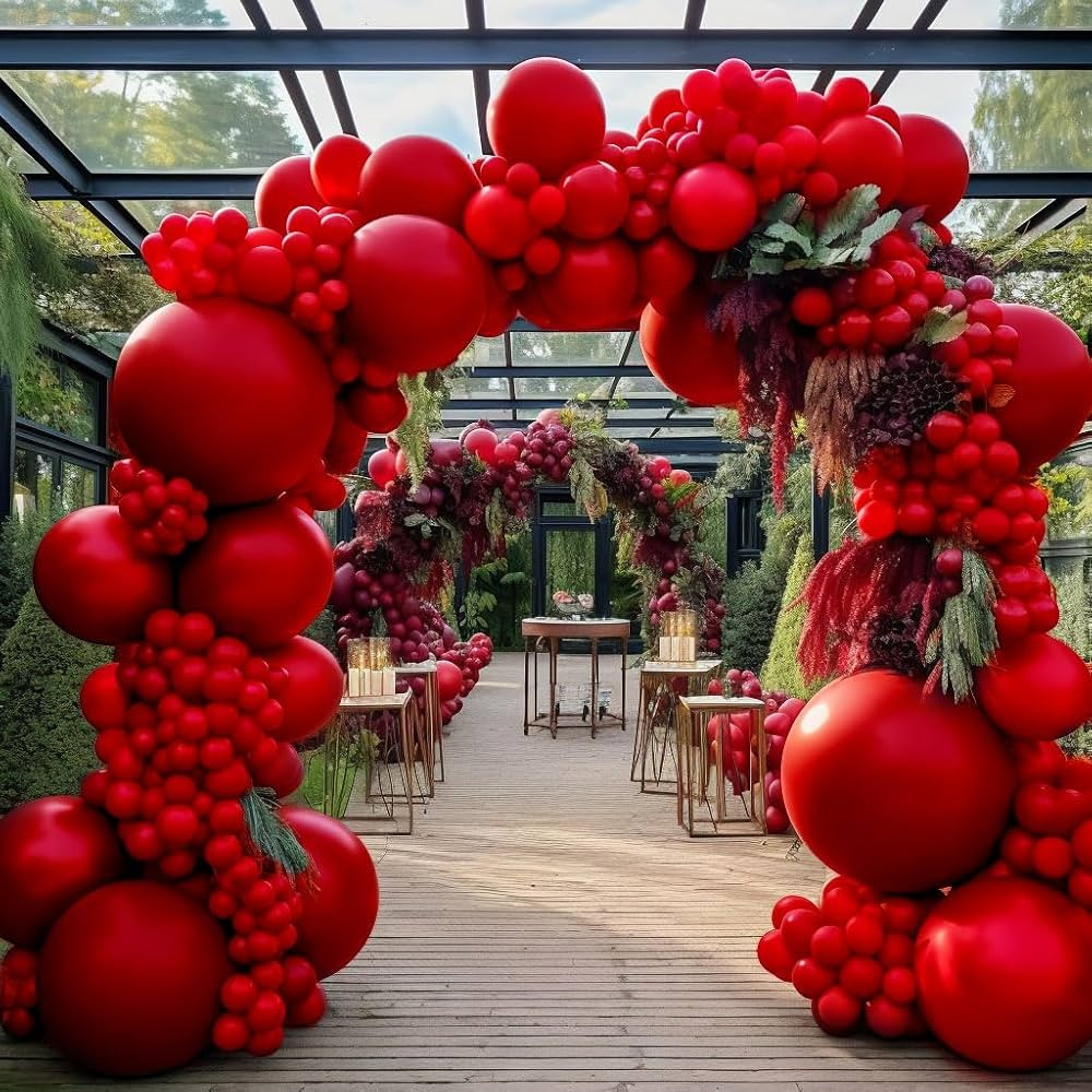 Red Balloons Double Stuffed Red Balloons Different Sizes Latex Ruby Red Balloon Garland Matte Pre... | Amazon (US)