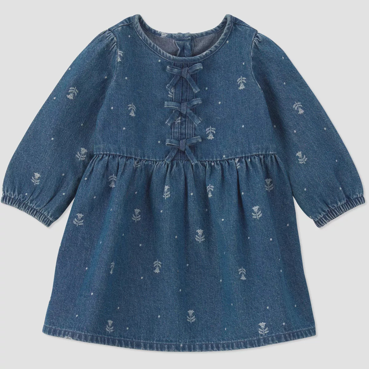 Carter's Just One You® Baby Girls' 2pc Long Sleeve Denim Floral Printed Dress and Bloomer Set - ... | Target