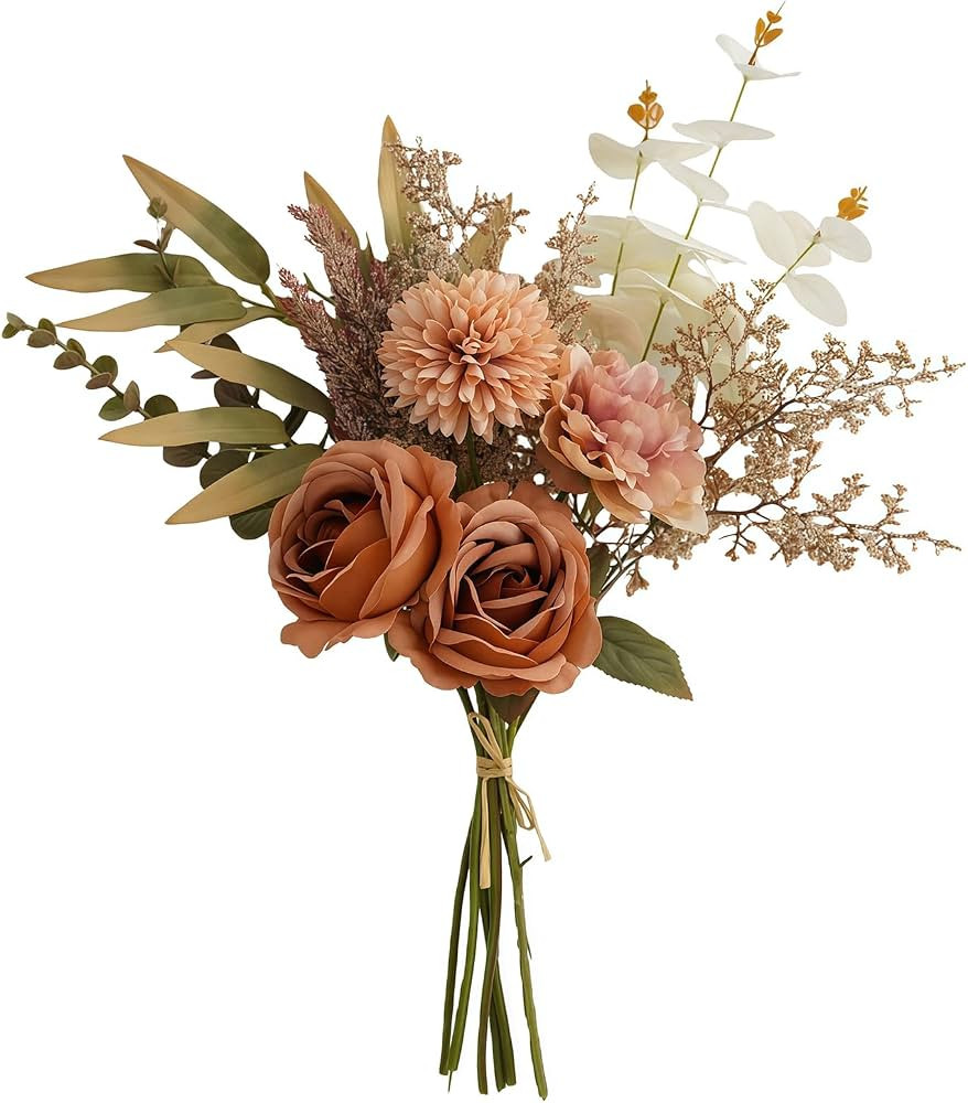 Artificial Flowers Bouquet - Faux Silk Flowers Centerpiece, Realistic Fake Flowers Plants for Hom... | Amazon (US)