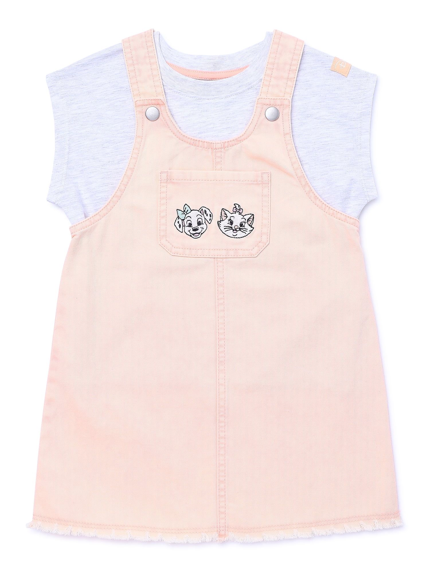 Disney Mickey & Friends Toddler Girls Denim Overall Dress Set, Sizes 12M-5T | Walmart (US)