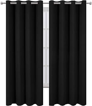 LEMOMO Blackout Curtains 52 x 84 inch/Black Set of 2 Panels/Thermal Insulated Room Darkening Bedr... | Amazon (US)