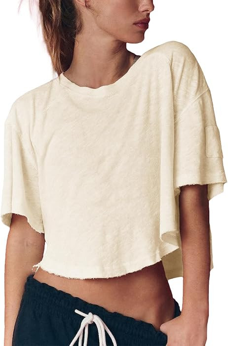 Gnveub Short Sleeve Workout Tops for Women Lightweight Cropped Workout Shirts Yoga Pilates Gym T ... | Amazon (US)