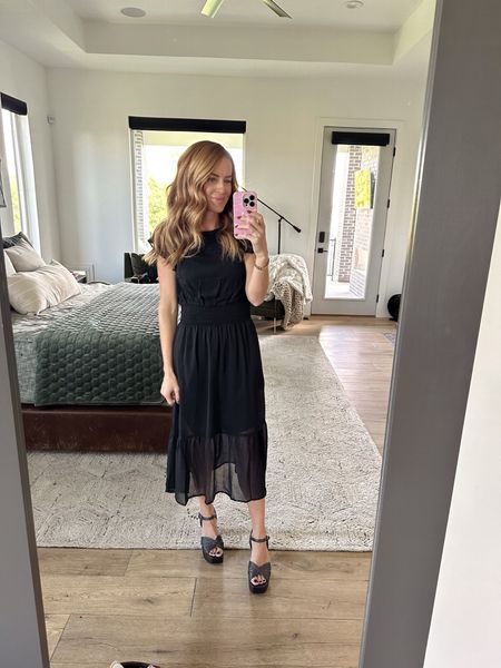 How cute is this dress?! Simple and pretty chiffon. Wearing my true size small here! Everything else from reel is linked below  #WalmartPartner #IYWYK #WalmartFinds @walmart