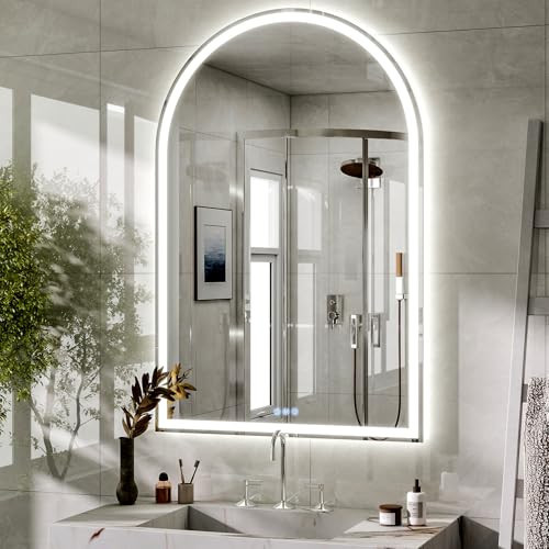 BEAUTYPEAK 48x30 LED Arch Bathroom Mirror with Lights, Anti-Fog, Dimmable, Backlit + Front Lit, Lighted Bathroom Vanity Mirror for Wall, 3 Colors, Memory Function, Tempered Glass, Shatter-Proof | Amazon (US)