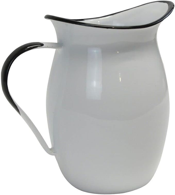 Rustic White Enamel Metal Pitcher Flower Vase Country Farmhouse Tableware Decor | Amazon (US)