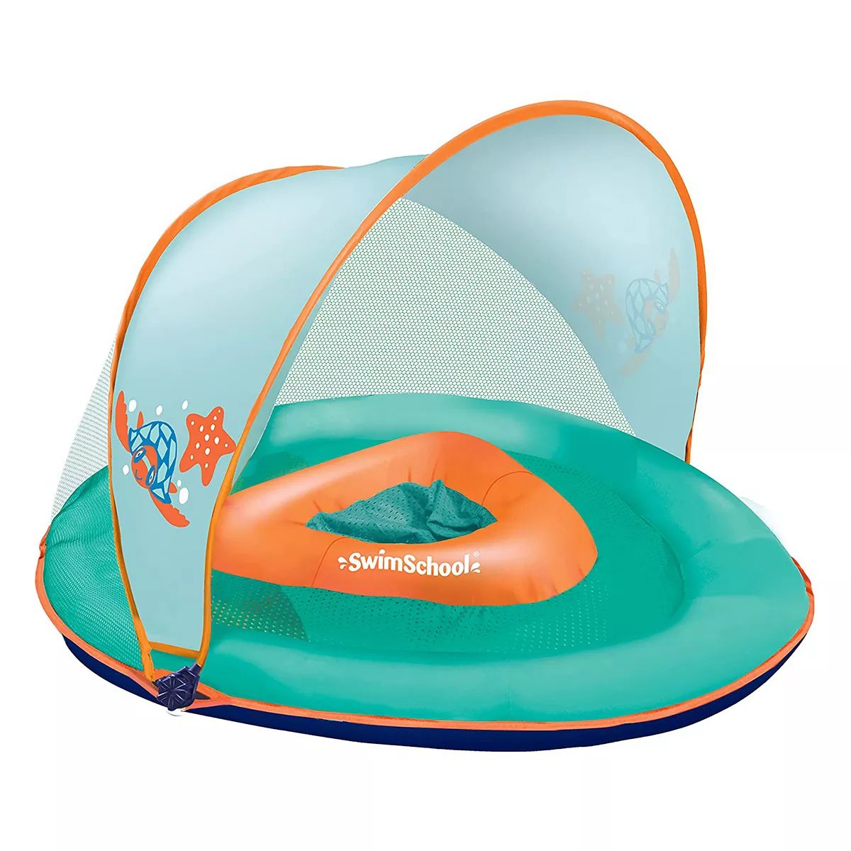 SwimSchool Baby Boat Float w/ Adjustable Safety Seat & Sun Shade Canopy, Orange | Kohl's