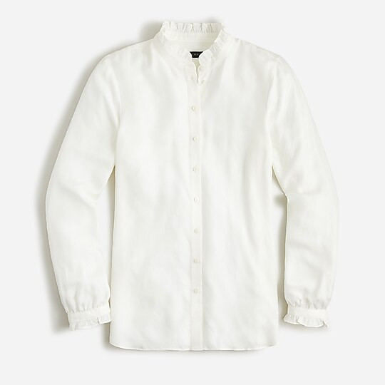 Drapey cupro-blend ruffle-trim shirt | J. Crew US
