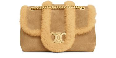 Teen Celine Victoire bag in suede calfskin and shearling - CELINE | 24S (APAC/EU)
