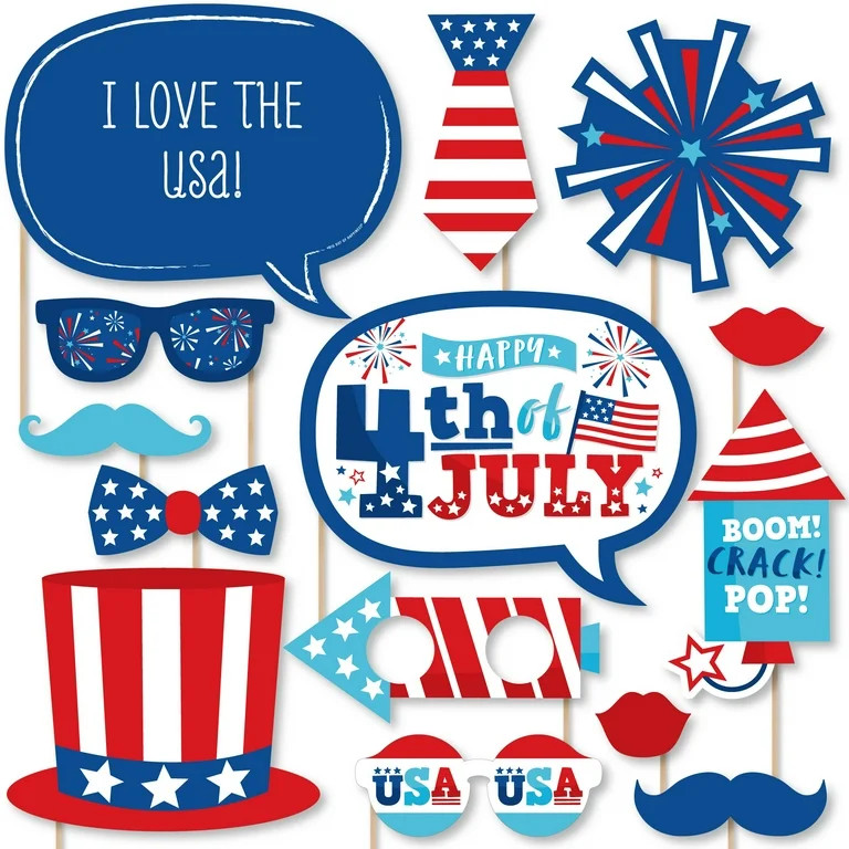 Big Dot of Happiness Firecracker 4th of July - Red, White and Royal Blue Party Photo Booth Props ... | Walmart (US)