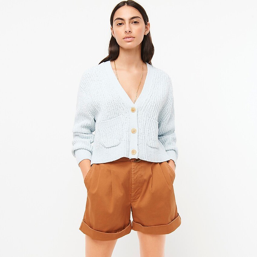 Cropped patch-pocket beach cardigan sweater | J. Crew US
