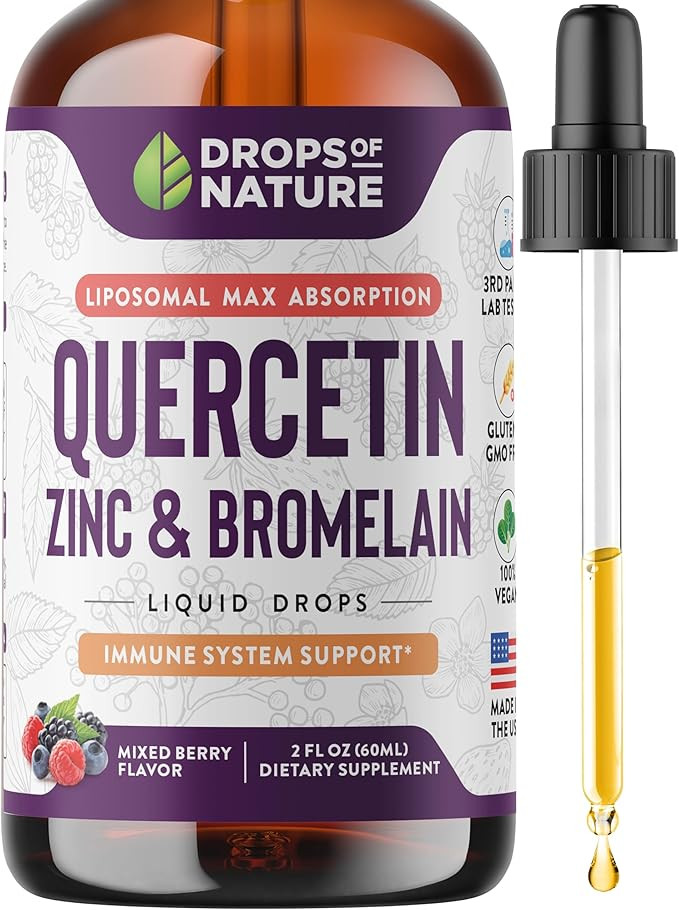 Quercetin with Bromelain & Zinc Liquid Drops - Immune Support for Adults & Kids | Ultra-Concentra... | Amazon (US)