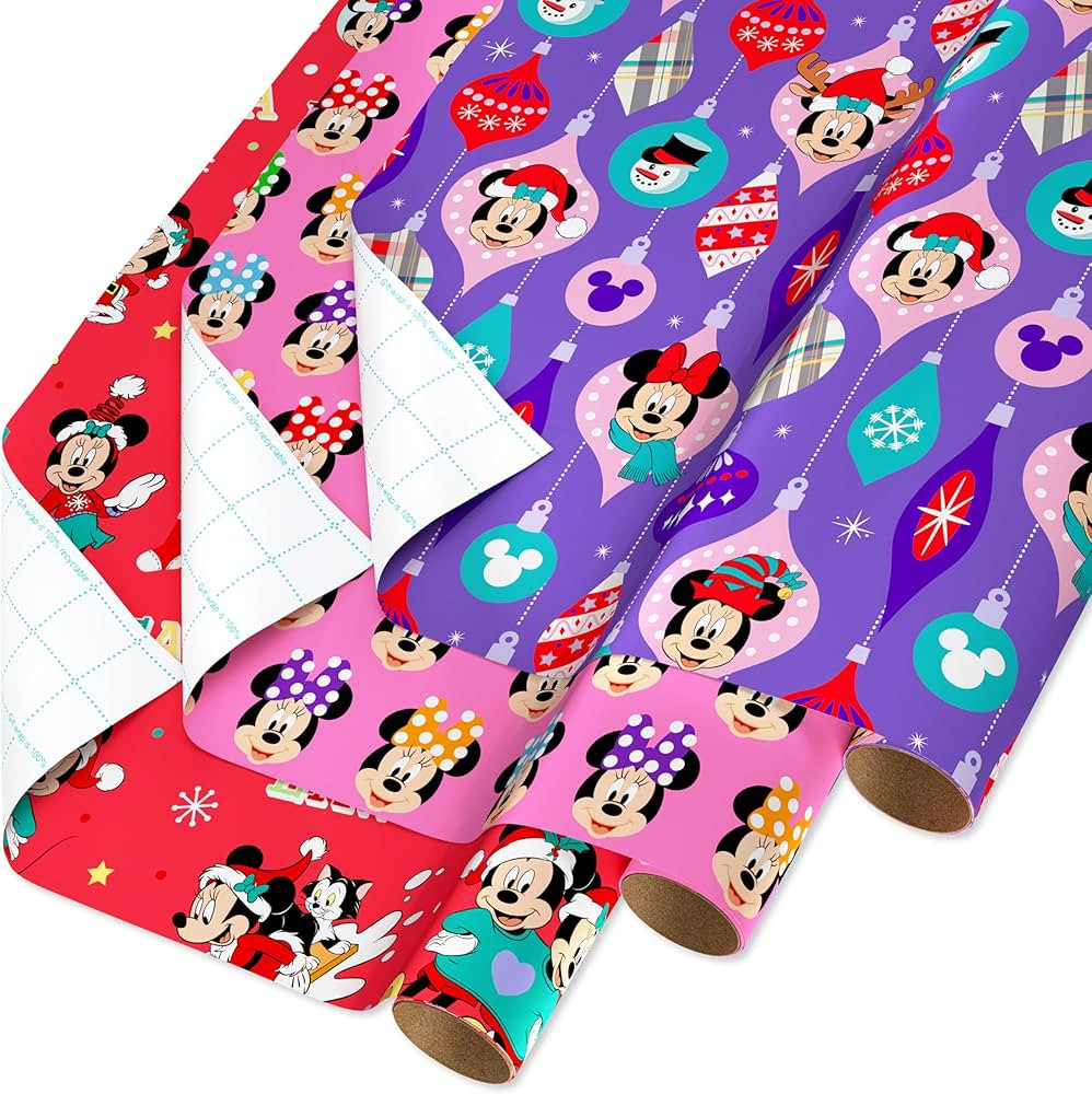 American Greetings Disney Christmas Wrapping Paper for Kids, Minnie Mouse (3 Roll, 105 Sq. Ft.) | Amazon (US)