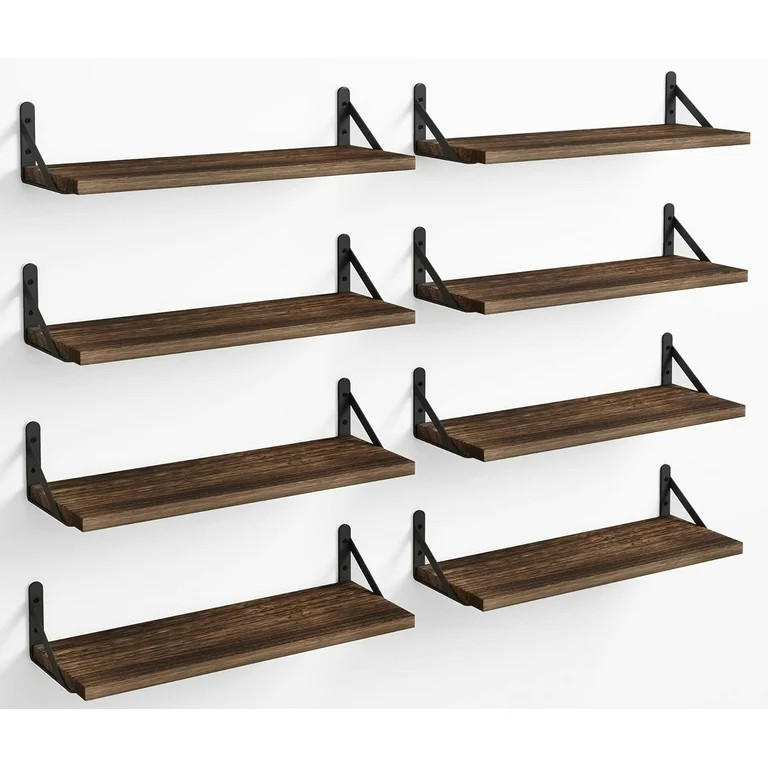 Fairy Floating Shelves, Rustic Wood Wall Shelves Set of 8, Wall Storage Shelves, 0.6x4.7x15.7inch... | Walmart (US)