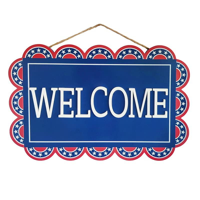 Red White & Blue Welcome Sign, 18" | At Home