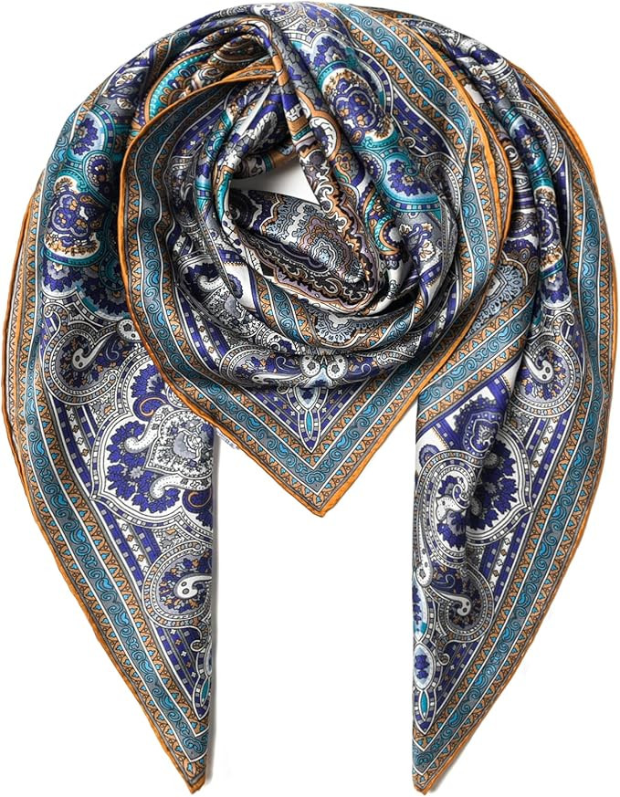 100% Mulberry Silk Scarf 43" Large Square Scarf Large Shawl - Women's Silk Oversized Headband - W... | Amazon (US)