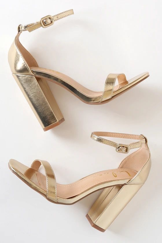 Mariayan Gold Ankle Strap Heels | Lulus (US)