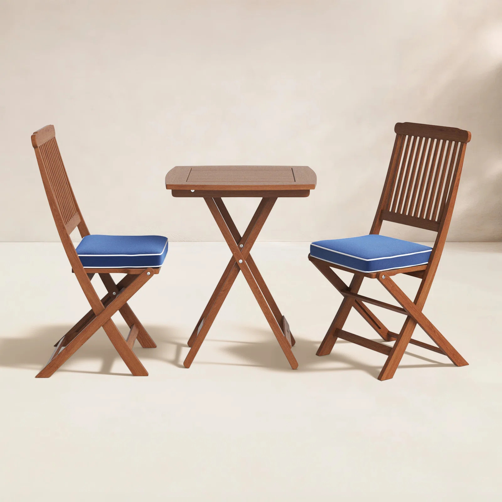 Fleur 2 - Person Wood Patio Dining Set with Square Table , Cushions Included | Wayfair North America