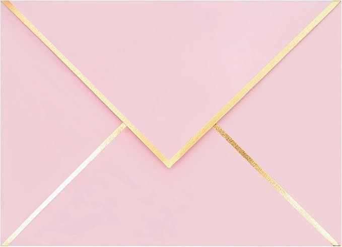 A7 Envelopes - V Flap Foil Border Luxury Mailing Envelopes for 5" x 7" Cards - for Wedding, Invit... | Amazon (US)