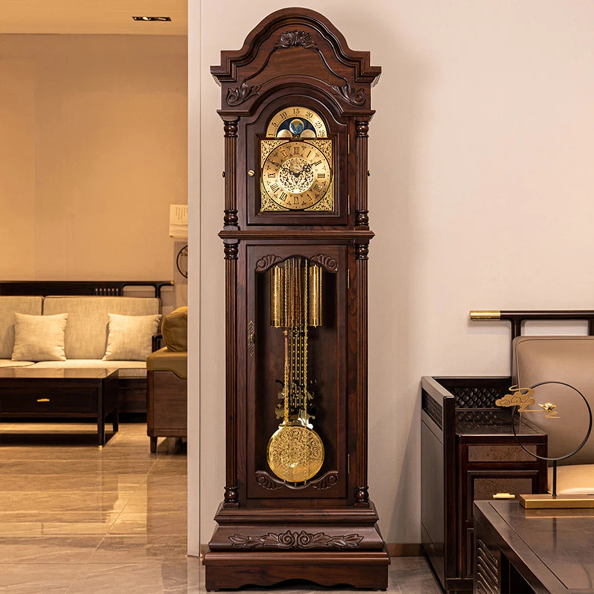 26.38"Luxury-Elegant European-style Floor Clock Standing Clock Pendulum Decorative Piece for Home... | Wayfair North America