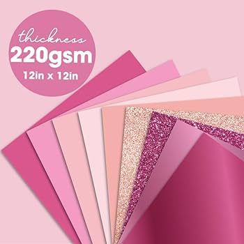 Desecraft 36 Sheets Dalentines Day 12x12 Cardstock Scrapbook Decorative Paper - 220gsm Pink Solid... | Amazon (US)