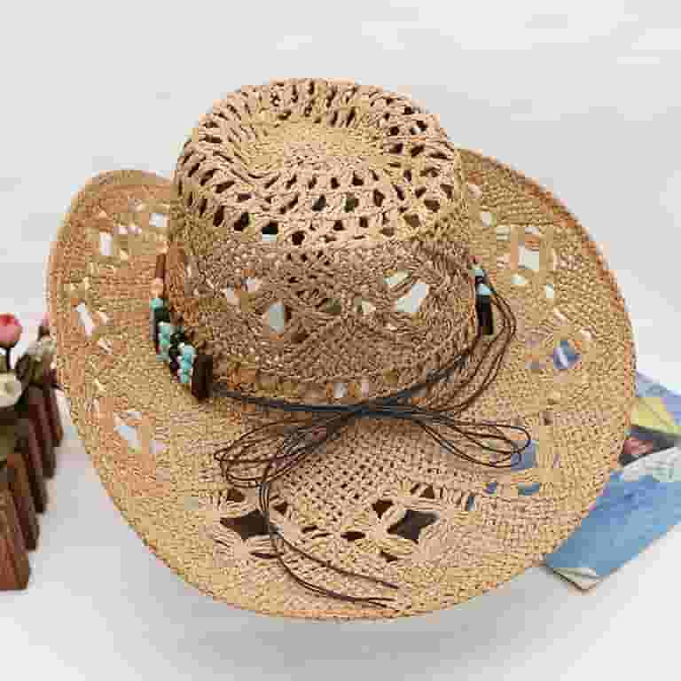 Straw Cowboy Hat for Women and Men with Decorative Bands, Hollow Western Cowboy Hat | Walmart (US)